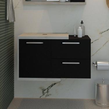 Imagem de Armário Gabinete Nexus 83P moderno e contemporâneo Snow /Preto Ônix