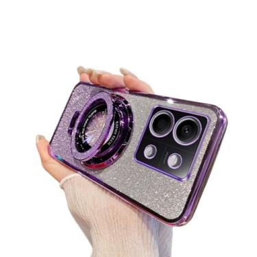 Imagem de MEMAXELUS Capa para Xiaomi Redmi Note 13 Pro 5G, Glitter Sparkly Diamond Luxuoso Revestimento Silicone TPU Capa Macia Protetor de Câmera com Anel Magnético Suporte Suporte para Redmi Note 13 Pro 5G,