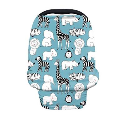 Imagem de GOSTONG Kawaii Animals Capas de assento de carro para bebês e bebês, capa macia para amamentação, dossel de cadeirinha de carro, capa elástica e respirável para carrinhos de bebê, cadeirinha alta, carrinho de compras