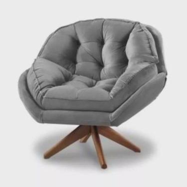 Imagem de Poltrona Decorativa Califórnia Com Base Giratória Veludo - Ssx Multicoisas Cor Cinza