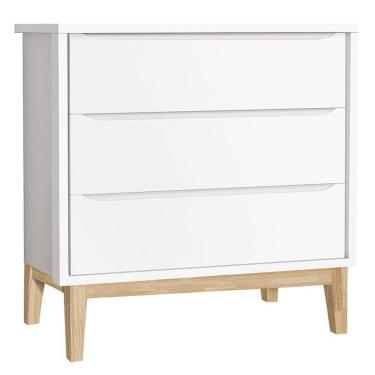 Imagem de Cômoda Gaveteiro Infantil New Classic Branco Madeira Natural - Reller