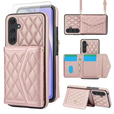 Imagem de Asuwish Capa de celular para Samsung Galaxy A14/M14 5G carteira de celular com protetor de tela de vidro temperado bloqueio RFID suporte de cartão de crédito alça transversal suporte A 14 4G 14 A 14 M