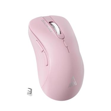 Imagem de SOLAKAKA Mouse sem fio SM66 rosa silencioso modo duplo 2,4 GHz, ajustável 4200 DPI, mouse de computador sem fio recarregável para PC, Mac, laptop, desktop