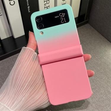 Imagem de Para Galaxy Z Flip6 ZFlip 6 5 Matte Gradient Slim Case para Samsung Z Flip 4 3 Flip3 Zflip5 Dupla Cor Dobradiça Capa Dura, Verde Rosa, para Zflip3