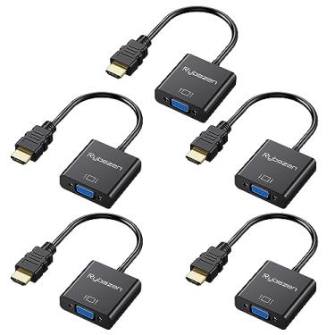 Imagem de Pacote com 5 adaptadores HDMI para VGA, conversor HDMI para VGA banhado a ouro (macho para fêmea), compatível com computador, laptop, PC, monitor, projetor, HDTV, Chromebook, Raspberry Pi, Roku, Xbox