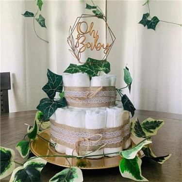 Imagem de Oh Baby Cake Topper,Rural Baby Shower Decoration, Boys and Girls Gender Reveal Party, Wooden