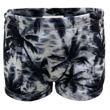 Imagem de Sunga Boxer Infantil Coqueiros Natação Preto Branco Proteção Uv 50 Juvenil Praia Piscina-Masculino