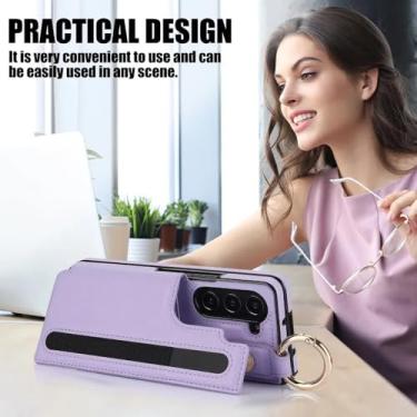 Imagem de Capa de celular de couro PU com anel para Samsung Galaxy Z Fold 6 5 4 3 Fold6 Fold5 Fold4 Fold3 Carteira com suporte para caneta Slot para cartão (sem caneta), rosa, para Galaxy Z Fold5