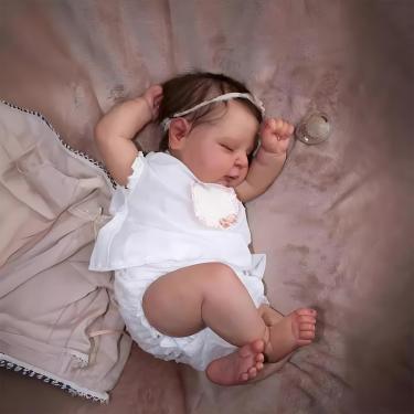 Imagem de SHENGX Boneca Reborn Realista, Olhos Fechados, Boneca de Bebê Dormindo, Vem Com Roupas, Mamadeiras, Chupetas, Corpo de Silicone