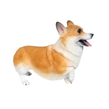 Imagem de Vaveren Figura de cachorro brinquedo corgi estátua de cachorro pré-escola, brinquedo educacional animal, esculturas, para lembrancinhas festa tema páscoa, Amarelo