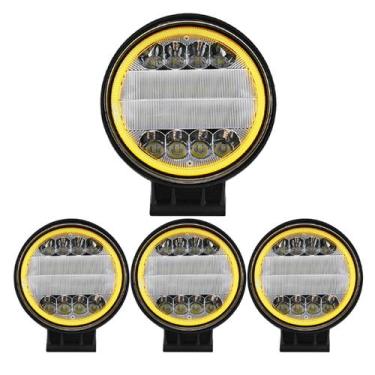 Imagem de Kit 4 Farol Milha Led Redondo 72w Pisca Âmbar Seta 10-36v - Fx Automot