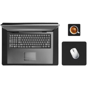 Imagem de Kit Mouse Pad 43x30cm Tapete Protetor De Mesa + 20x20cm Com Porta Copo