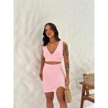 Imagem de Conjunto feminino decotado cropped e saia fenda top  - NM BOUTIQUE, Ro