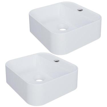 Imagem de Kit 02 Cubas de Apoio Quadrada Para Banheiro Lavabo C01 QA31W Branco M