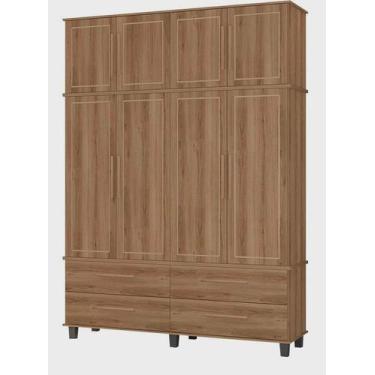 Imagem de Roupeiro colonial Triplex House 4 portas alto cor Freijó rústico - Fab