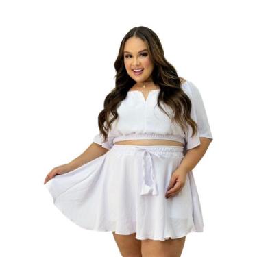 Imagem de Conjunto Plus Size Cropped Ciganinha + Short Saia Rodada 0563 - Belluc