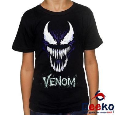 Imagem de Camiseta Infantil Venom 100% Algodão Geeko, Preto, 2