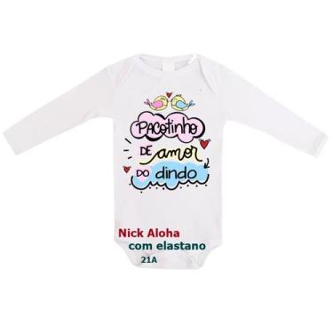 Imagem de body bebê manga longa pacotinho de amor do dindo cód 21a - nick aloha,
