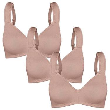 Imagem de Kit 3 Sutiã Tradicional Microfibra S/Bojo S/Aro Duloren, Castanho, 46