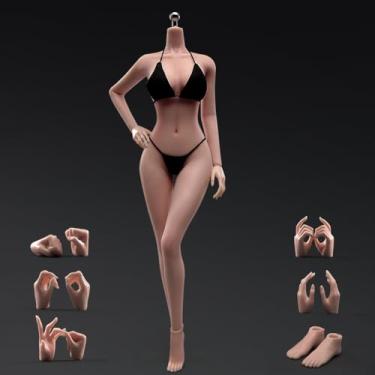 Imagem de RoofWorld 1:6 Scale Make Up Female Body with Clothes Super Flexible Joints Miniature Action Figure Seamless Body Large Breast for Hobby Collection (240101S Suntan Skin)