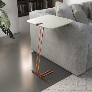 Imagem de Mesa de Apoio para Sofá com Base em Metal Off White