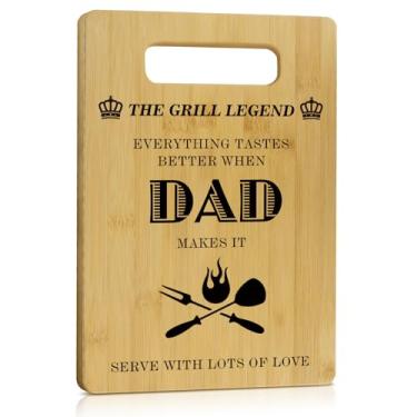 Imagem de Presente para pai, filha, filho, pai, presente de aniversário para melhor pai, tábua de corte de bambu gravada, 30 cm C x 21 cm L x 0,1 cm, presentes para o Dia dos Pais, Natal, Dia de Ação de Graças