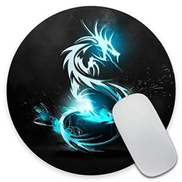 Imagem de Amcove Mouse pad design exclusivo mouse pad dragão azul legal redondo gamer 7,9 x 7,9 x 0,12 polegadas