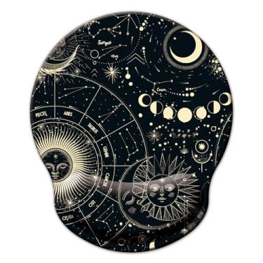 Imagem de Mouse pad com suporte de pulso, mouse pad ergonômico com almofada de descanso de pulso de espuma de memória, base de borracha antiderrapante mouse pad para jogos em casa, escritório, computador, laptop, fase da lua