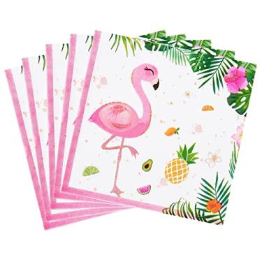 Imagem de WERNNSAI Flamingo Party Supplies - 50 peças descartáveis de guardanapos de almoço para festa temática havaiana Luau Tropical papel rosa guardanapos para chá de bebê aniversário festa de casamento chá de piscina
