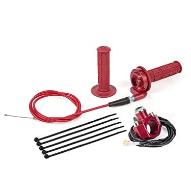 Imagem de PUCKY Novas manoplas de acelerador de torção de 22 mm de 7/8 polegadas com botão de parada universal CNC para motor de motocicleta, interruptor de interrupção, para mini bicicleta, quadriciclo, quadriciclo, moto, sujeira (redCNC)