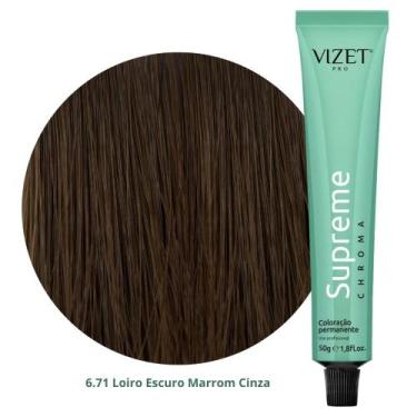 Imagem de Coloração Supreme Chroma 6.71 Loiro Escuro Marrom Cinza 50gr Vizet