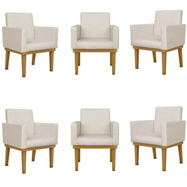 Imagem de Kit 6 Poltronas Escritório Recepção Sala Courino bege