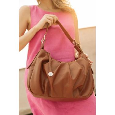 Imagem de Bolsa feminina de couro caramelo Estela - zaia