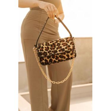 Imagem de Bolsa de couro feminina onça Mirian - Zaia