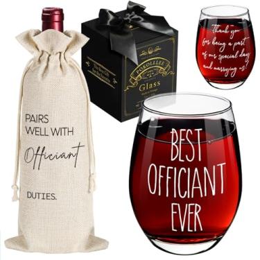 Imagem de Presente de taça de vinho engraçado para lista de presentes de casamento, presente de melhor oficial de todos os tempos de casal, noiva noivo obrigado taça de vinho, presente de oficial de casamento,