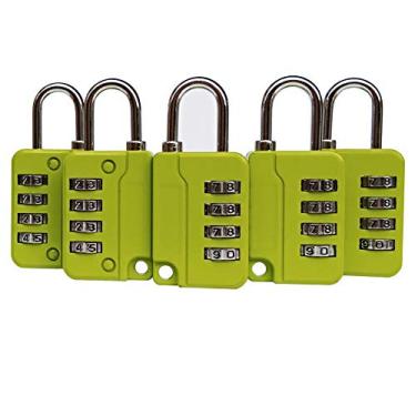 Imagem de ZPLIUST Cadeado de combinação de 4 dígitos, trava de cifra segura, para academia ao ar livre e armário de funcionários da escola, caixa de ferramentas, cerca, fechaduras de armário de ferrolho (verde