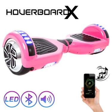 Imagem de Hoverboard Rosa Feminino Com Led Bluetooth Bateria Grande - Hoverboard