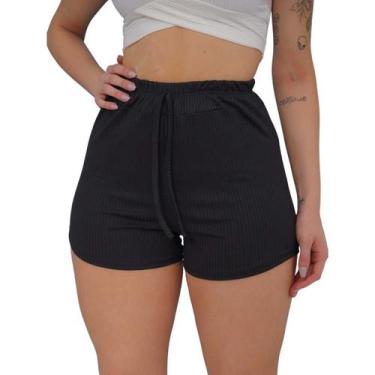 Imagem de Shorts Feminino Curto Mini Tecido Leve Canelado Premium Ajustável Ao C