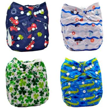 Imagem de Fralda Ecológica Reutilizáveis 8 Fraldas+ 8 absorventes - Meebaby, Men