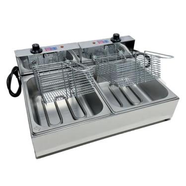 Imagem de Fritadeira Elétrica Industrial 2Cubas 10L Profissional  - Casinha Indu