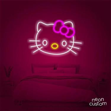 Imagem de painel letreiro led Neon Hello Kitty decoracao festa bar - Neon Custom