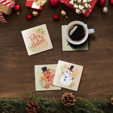 Imagem de Jogo de Porta Copos Feliz Natal - 4 peças - Yaay