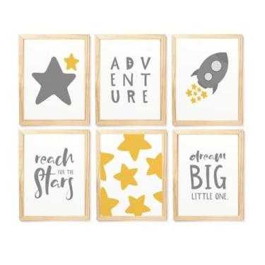 Imagem de Kit quadro decorativo infantil Adventure foguete quarto criança bebê -