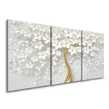 Imagem de Quadro Para Sala Cerejeiras Branca Moderno Mosaico Quarto - IQ Quadros