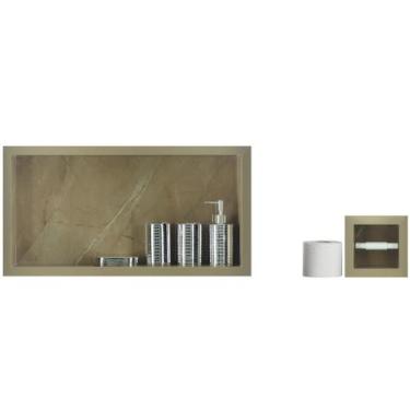 Imagem de Nicho Para Banheiro Em Porcelanato Polido Porta Shampoo / Porta Papel 