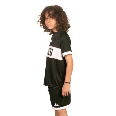 Imagem de Kit Vasco Camiseta e Shorts Infantil e Juvenil Oficial Kappa, Preto, 1