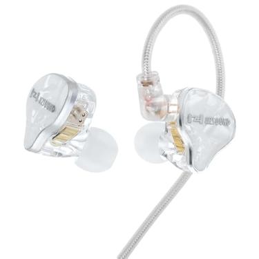 Imagem de H HIFIHEAR Hzsound Fones de ouvido para monitor de neve branco HiFi IEM, capa de moldagem por gotejamento de resina, fones de ouvido para jogos de alta fidelidade com cabo destacável para cantores e