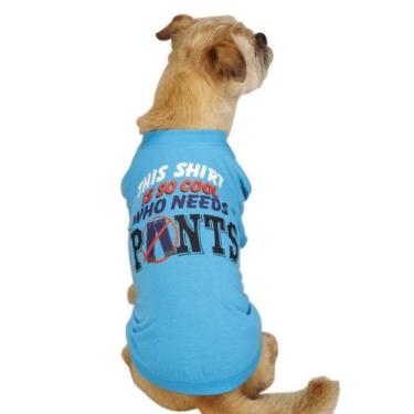 Imagem de Casual Canine Camiseta Who Needs Pants para animais de estimação, grande, azul