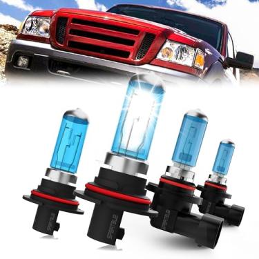 Imagem de SPBRTBUB Lâmpadas de farol compatíveis com lâmpada de halogêneo Ford Ranger 2001-2011, 9007/HB5 feixes altos/baixos + 9145/9140 combo de faróis de neblina, pacote com 4
