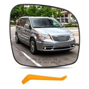 Imagem de TOP-MAX Vidro retrovisor lateral do passageiro compatível com Chrysler Town Country 2008-2016, Dodge Grand Caravan 2008-2020, RAM C/V 2012-2015, VW Routan 2009-2014, espelho aquecido convexo direito